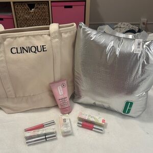 Clinique Cosmetic Set with Cream and Silver Accents